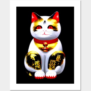 Japanese Lucky Cat Maneki Neko Painting Posters and Art